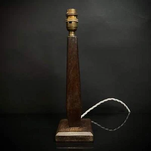 Vintage Mid-Century Wooden Table Lamp with Brass Lamp Holder, Rewired with Braid - Picture 1 of 10