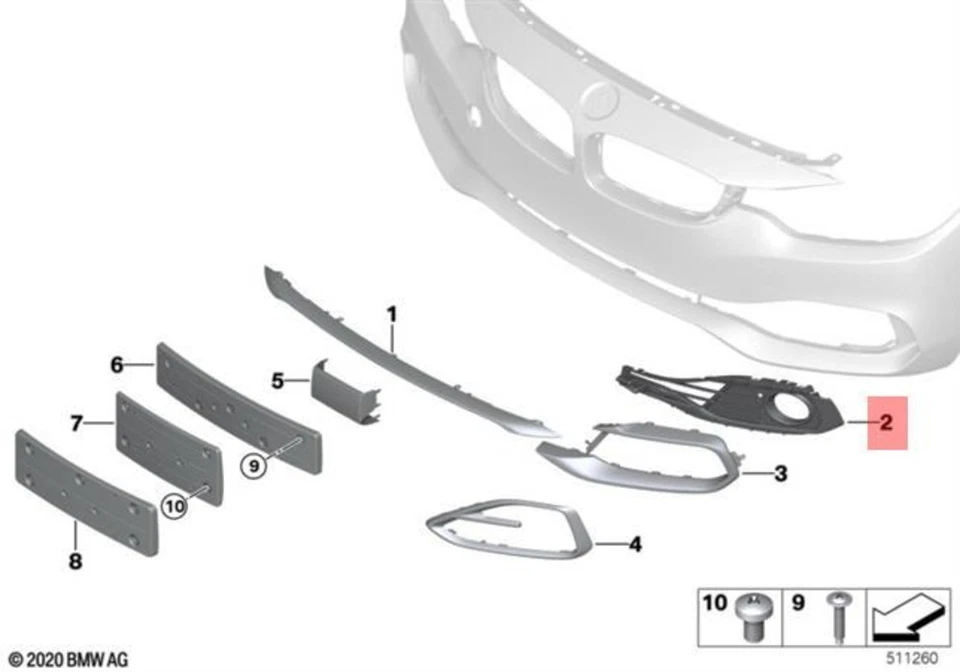 BMW OEM F32 F33 F36 418d 418i 420d rejilla parcialmente abierta izquierda 51117432615 Foto 1 de 1