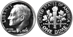 1970 S Roosevelt Dime Clad KM 195a Gem Proof From Proof Set Beautiful - Picture 1 of 1