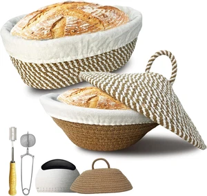 Sauerteig Banneton Brot Gärkorb Baumwolle Seil Schüssel Oval Set Körbe - Bild 1 von 6