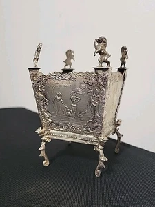 Antik Holländisch Export Silber Jardinière Rokoko Löwe Endstücke Repoussé Szenen 150g - Bild 1 von 24