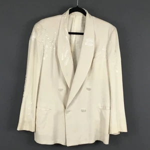 Custom Embroidered Blazer Mens Medium Large Dragonfly Patch Double Breasted - Picture 1 of 12