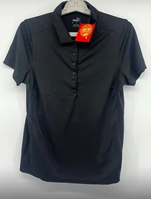 全新 女式 Puma Gamer Polo 小号 黑色 金色 Preppy — 第 1/4 张图片