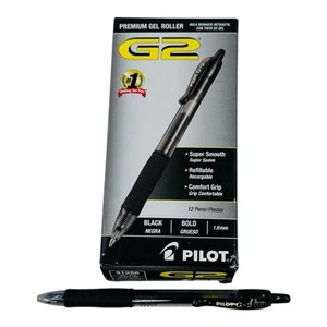 12 bolígrafos Pilot G2 Premium rodillo de gel tinta negra punta negrita pluma retráctil 31256 - Imagen 1 de 8