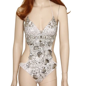 Swimsuit Couture Competition One-Piece – White & Silver Crystal Embellishments - Bild 1 von 5