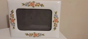 Vintage Aynsley China Photo Picture Frame VCG w Glass Floral - Picture 1 of 2