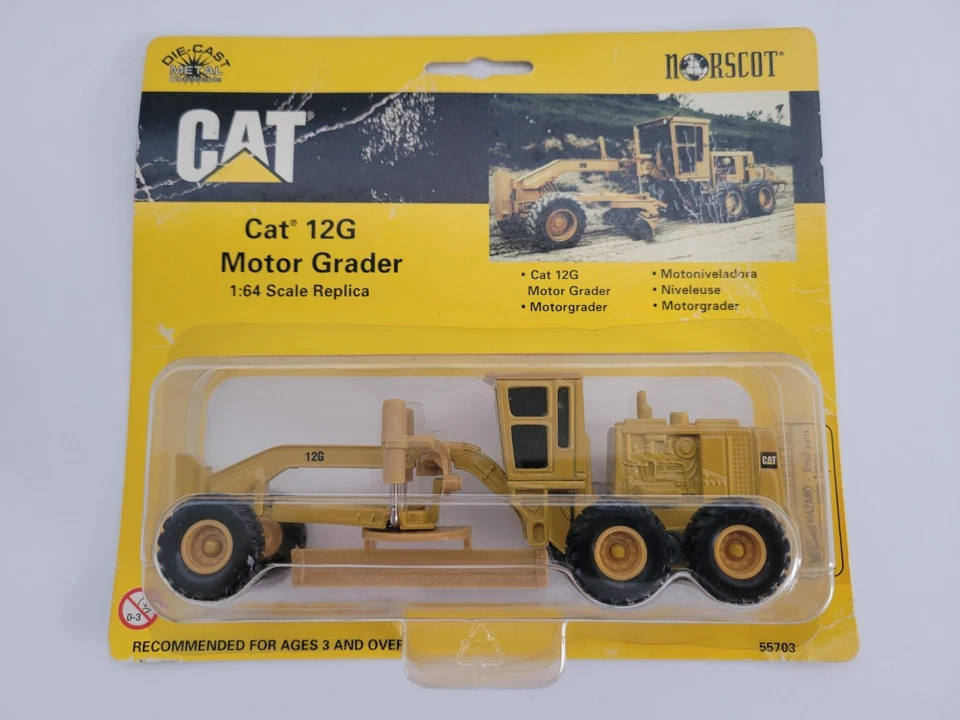 Norscot 55703 CAT 12G Motor Grader 1:64 Diecast Caterpillar 1998 Vintage NIP - Image 1 of 4