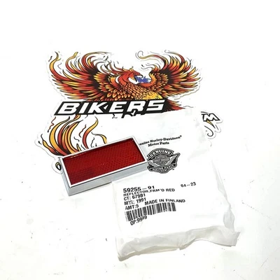 Nuevo REFLECTOR ROJO CROMADO MARCO 3" X 1-1/2" HARLEY 1991-2008 Genuino 59255-91 Foto 1 de 3