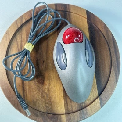 Logitech T-BC21 USB Wired Optical Trackman Red Marble Mouse Trackball - TESTED - Image 1 of 4