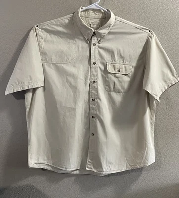 Beretta Shirt Mens 3XL Khaki Button Up Short Sleeve Outdoors Shooting LogoPocket - Image 1 of 4
