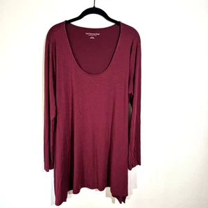 Soft Surroundings Tunic Top Womens XL Burgundy Pullover Long Sleeve Tee T-Shirt - Picture 1 of 9