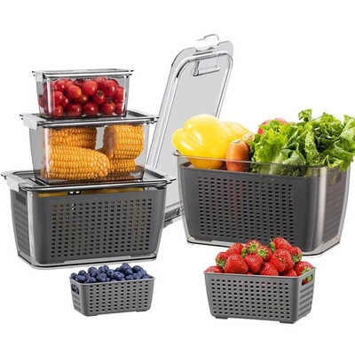 Obst Gemüse Lagerung Container Für Kühlschrank 4 Pack Große Produce Saver - Image 1 of 4
