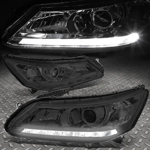 FOR 2013-2015 HONDA ACCORD PAIR SMOKED CLEAR PROJECTOR HEADLIGHT/LAMP W/LED DRL - Picture 1 of 8