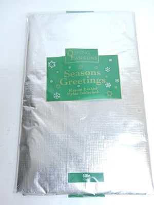 Mylar Silver Tablecloth Flannel Backed 60" Round NWT - Image 1 of 3