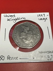 UNITED KINGDOM ~ 50 Pence~ Fifty Pence 1997~*  Large VF~ Coin - RARE WORLD BIN 3 - Picture 1 of 6