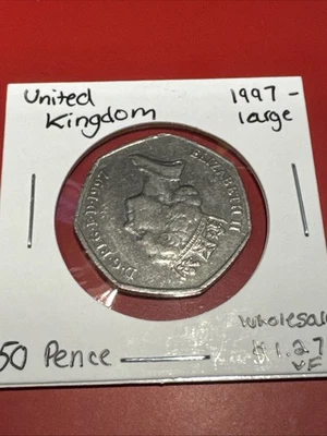 UNITED KINGDOM ~ 50 Pence~ Fifty Pence 1997~*  Large VF~ Coin - RARE WORLD BIN 3 - Image 1 of 4