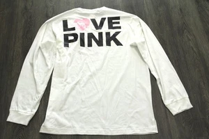 VICTORIA'S SECRET PINK CAMPUS LONG SLEEVE CREW TEE GLITTER LOGO size XL - Picture 1 of 4