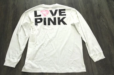 VICTORIA'S SECRET PINK CAMPUS LONG SLEEVE CREW TEE GLITTER LOGO size XL - Image 1 of 4