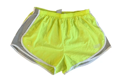 Shorts de corrida Nike Dri-FIT Tempo feminino amarelo neon cinza forrado atlético - Imagem 1 de 3
