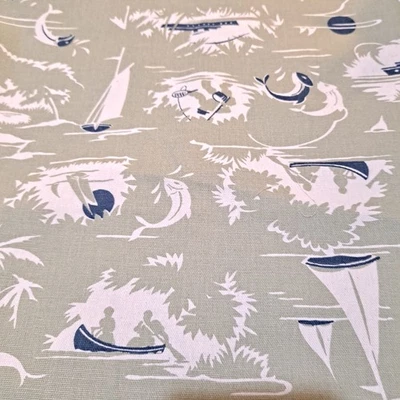 Nautical Home Decor Green Cotton Canvas Fabric 47" X 56" Premier Prints Sailing - Image 1 of 4