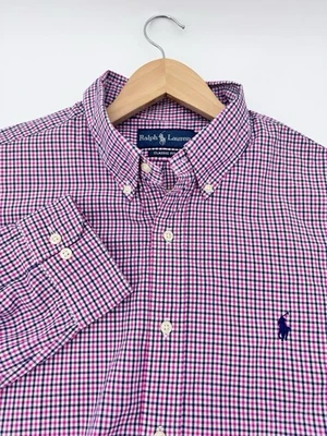 Ralph Lauren Shirt XL Button Down Long Sleeve Mens Blue Pink Plaid Pony Preppy - Image 1 of 4