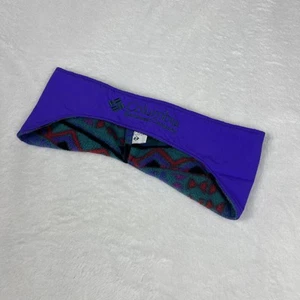 Vtg 90s COLUMBIA Purple/Aztec FLEECE-LINED WINTER HEADBAND Ski Hike Hat Cap L/XL - Picture 1 of 8