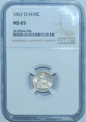 1857 O NGC MS65 Seated Liberty Half Dime H10C - Image 1 of 2