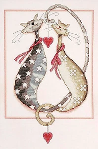Cross Stitch Kit ~ Design Works Purr-fect Together Pair Love Cats #DW2537 - Picture 1 of 1
