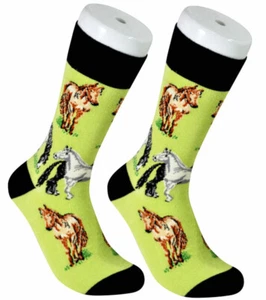 Horses on green Mens/Womens Socks - NEW Design - Picture 1 of 2