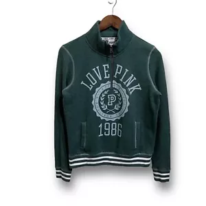 Felpa pullover rosa Victoria Secret 1/4 zip verde taglia small 19,5 x 23,5 - Foto 1 di 3