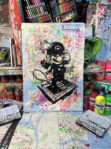 Famous Mario Made On Original New York Subway Map Hand Made Artonmap - Picture 1 of 10