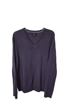 Suéter Banana Republic Para Hombre XL Púrpura Lana Merino Extra Fina Manga Larga Cuello en V Foto 1 de 4