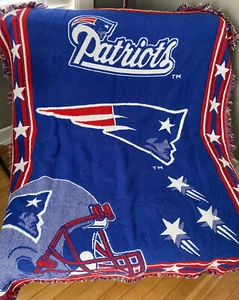 Vintage New England Patriots Throw Blanket by The Northwest Co. Pats USA Made - Picture 1 of 3
