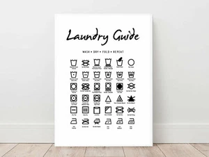 Laundry Instructions Guide Poster Print. A3 A2 A1 Sizes - Bild 1 von 4