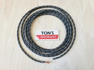 10 feet Vintage Braided Cloth Covered Primary Wire 14 GA gauge Black 3 White - Picture 1 of 2