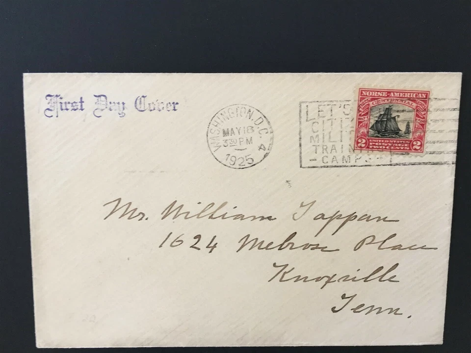 NORSE AMERICAN, 1925 First Day Cover, w/ slogan cancel, sent to Knoxville, Tenne - Image 1 of 1