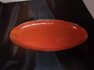 Pier 1 Stoneware Serving Platter Oblong Rust and Brown Starburst Home Decor - Picture 1 of 4