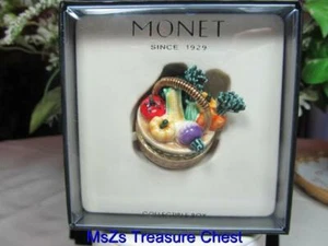 MONET 2010 "FARMERS BASKET" Collectible Enamel Keepsake Trinket Box * NIB * - Picture 1 of 12