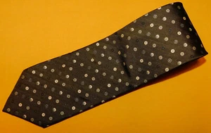 MEN'S BRIONI MADE IN ITALY OLIVE GREEN/YELLOW DOTS MOTIF TIE - DESIGNER TIES. - Picture 1 of 3