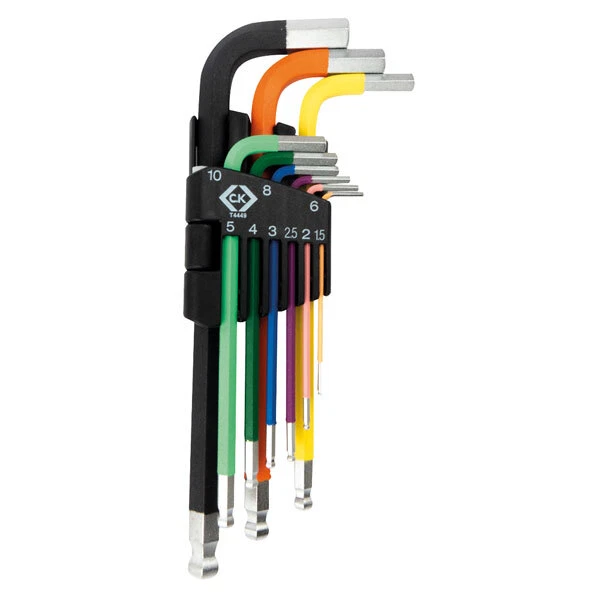CK Tools T4449 Coloured Ball End Hexagon Key Clip Set 9 pcs - Image 1 of 1