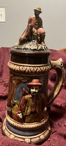 Vintage Hunter With Dog Stein 13” Hand Painted Mug Deer Beer Unique - Picture 1 of 11