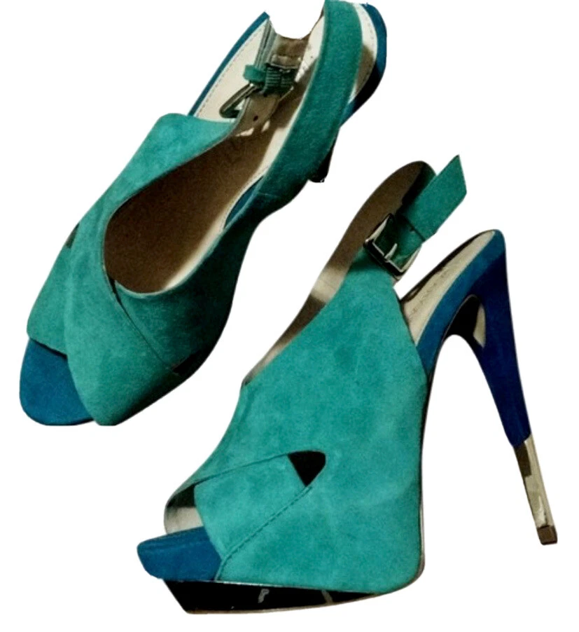Boutique 9 Blue Peep Toe Suede Heels Size 8.5 - Изображение 1 из 4