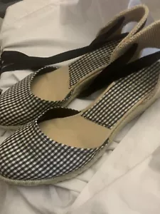 Mujer Guinga Envoltura al Tobillo Pisos, Blanco y Negro Alpargata Corbatas Hilfiger 10 M - Imagen 1 de 7
