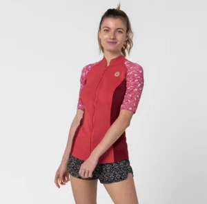 Girls anti-uv shortsleeved 1 mm neoprene top flower Red Rash Guard Wetsuit Top M - Picture 1 of 18