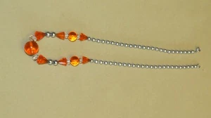 Vintage Schmuck orange & silberfarbene Perlenkette - Bild 1 von 6