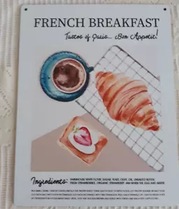 French Breakfast Tastes of Paris..Bon Appetit! Wooden Sign Recipe Twine Hanger - Picture 1 of 15