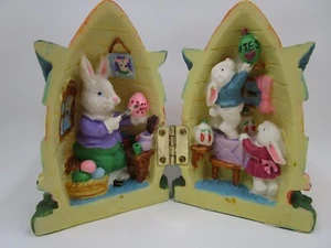 Easter Carrot House opens to show Bunny Family 4-1/4" tall - Picture 1 of 9