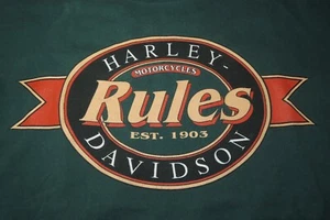 Vintage HARLEY DAVIDSON MOTORCYCLES Est 1903 RULES (LG) T-Shirt - Picture 1 of 4