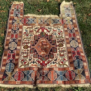 Vintage antiker Teppich Pferdedecke 56" x 42" handgeknüpft - Bild 1 von 20