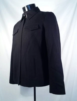 J. Crew Western Coat Full Zip Wool Nylon Blend Black Women's PM Petite Medium  - Image 1 of 4